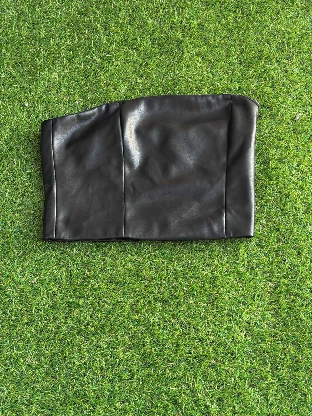 Akira Faux Leather Back Zip Strapless Tube Top